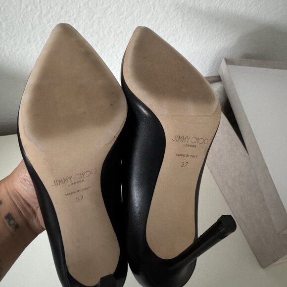 Jimmy Choo Kid Leather Romy 100 Pump Heel Black - Picture 4 of 7